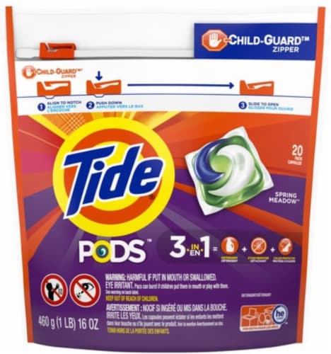 Tide Laundry Detergent Pods Spring Meadow 20 CT / Tide Detergente para ropa en cápsulas Spring Meadow 20 CT