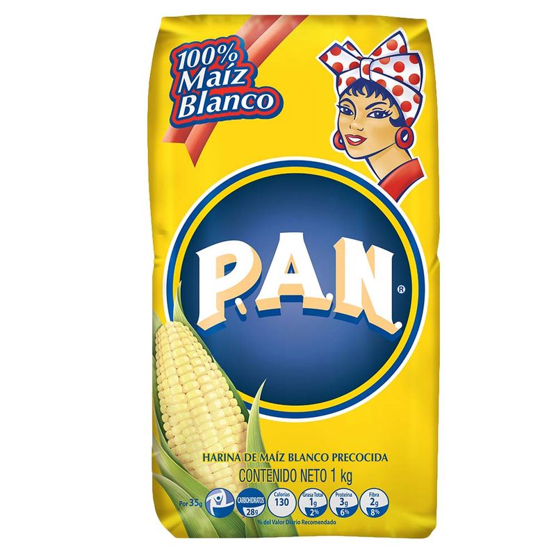 PAN Pre-cooked white Corn Flour 1 kg.