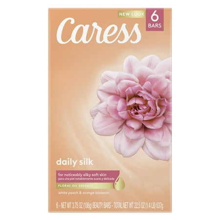 Jabón de seda diario Caress con esencia de aceite floral, 6 barras
