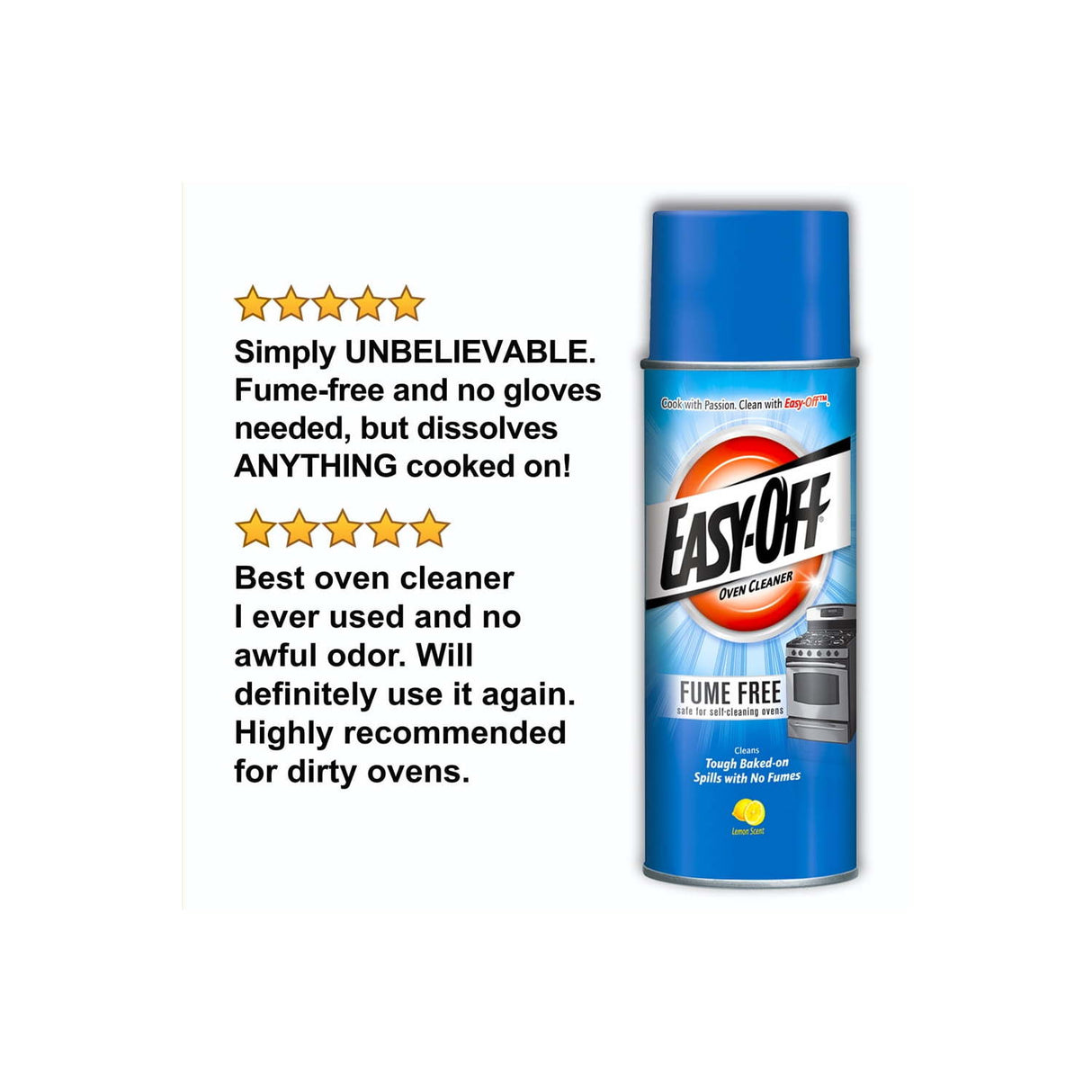 Easy-Off Fume Free Oven Cleaner Spray, Lemon , Removes Grease / Limpiador en aerosol para hornos sin humo Easy-Off, limón, elimina la grasa