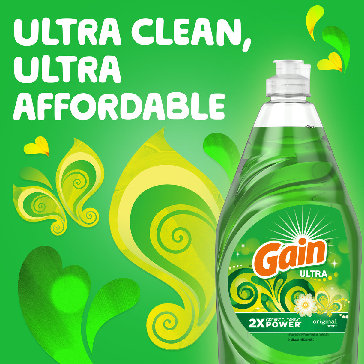 Gain Ultra Dishwashing Liquid Dish Soap, Original Scent / Jabón líquido para platos Gain Ultra, aroma original
