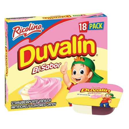 Ricolino Duvalin Strawberry and Vanilla Candy Spread 9.36 oz / Ricolino Duvalin Caramelo para untar de fresa y vainilla 9.36 oz 18 ct.18 ct.