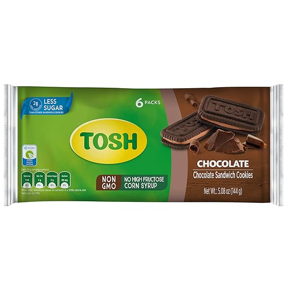 Galletas sándwich de chocolate Tosh, 5,08 oz.