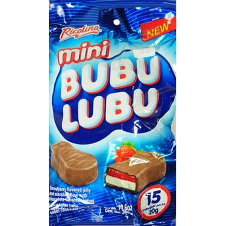 Ricolino Bubu Lubu Mini - (Relleno de gelatina de malvavisco y fresa) 15 Uc. - 10.6 Oz / Ricolino Bubu Lubu Mini - (Relleno de Malvavisco y Jalea de Fresa)15 Un. - 10,6 onzas