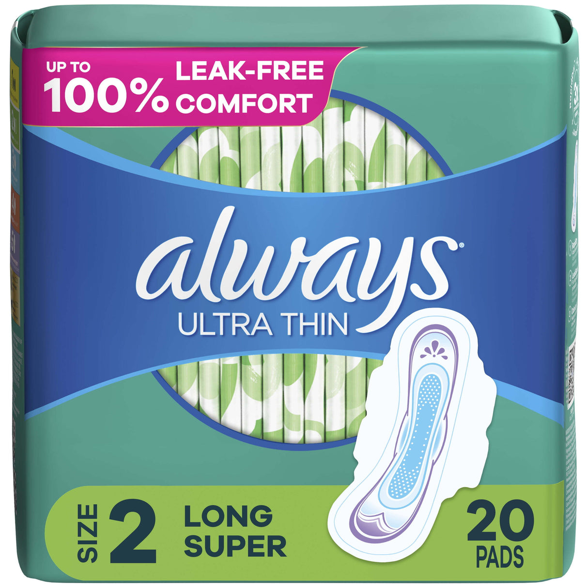 Toallitas ultradelgadas Always con alas, tamaño 2, absorción súper larga, 20 unidades
