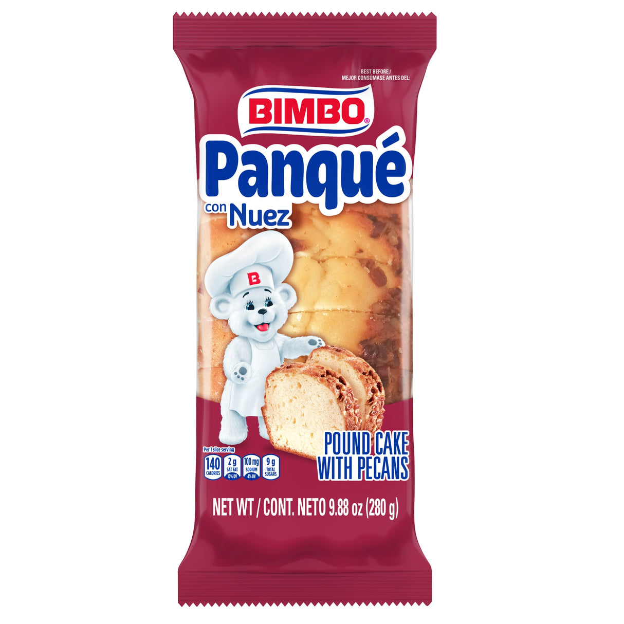 Bimbo Pecan Pound Cake 9 oz./Bizcocho de nueces y nueces Bimbo