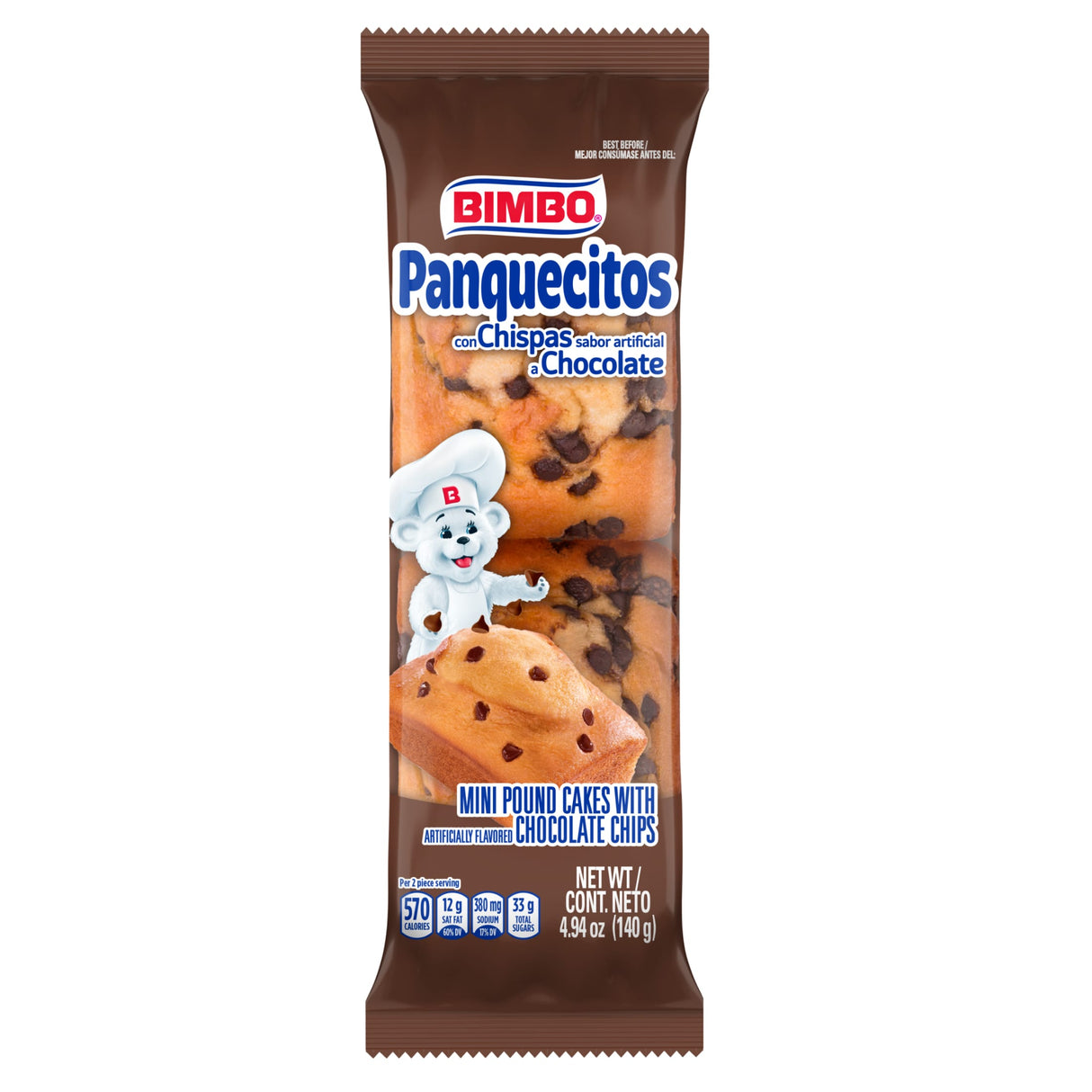 Bimbo Panquecitos con Chispas 4.94 oz./Bimbo Panquecitos con Chispas