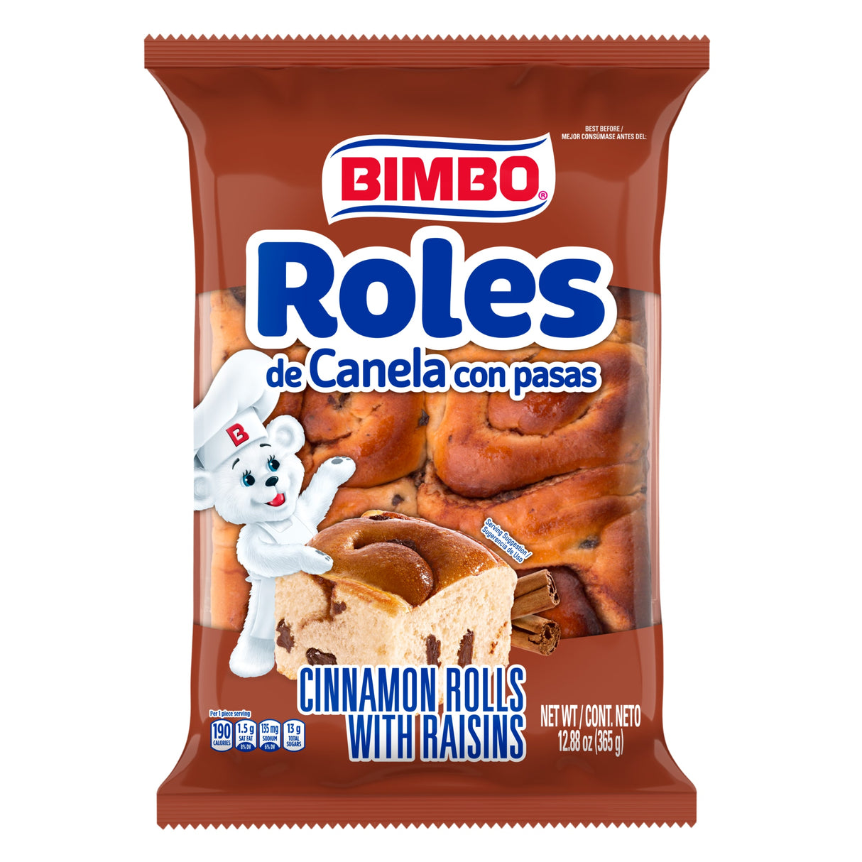Bimbo Rollos de Canela con Pasas 12.90 oz./Bimbo Rollos de Canela con Pasas
