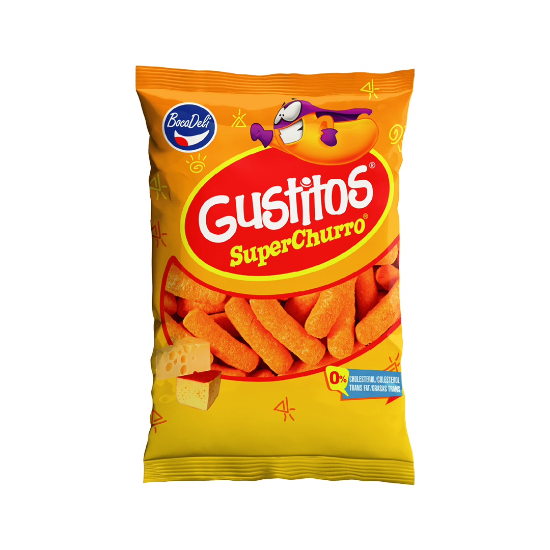 Bocadeli Gusitos SuperChurro, Bocanadas de Maíz con Sabor a Queso, 2.5 oz (1 paquete)