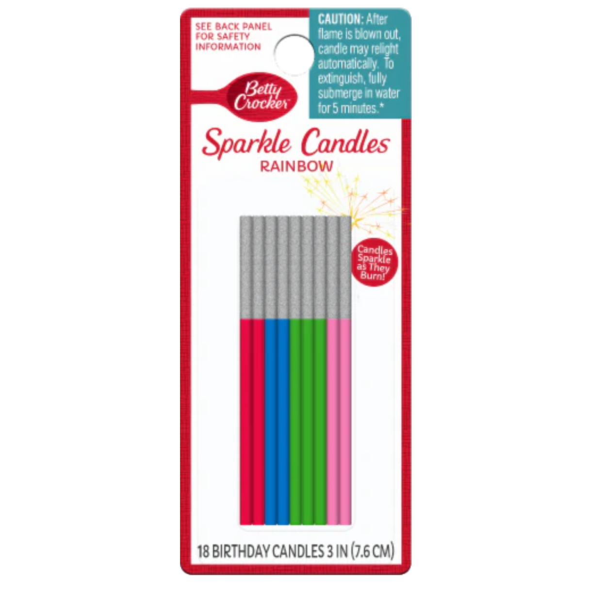 Vela Betty Crocker Sparkler Arco Iris 18 ct./Vela Betty Crocker Sparkler Arco Iris
