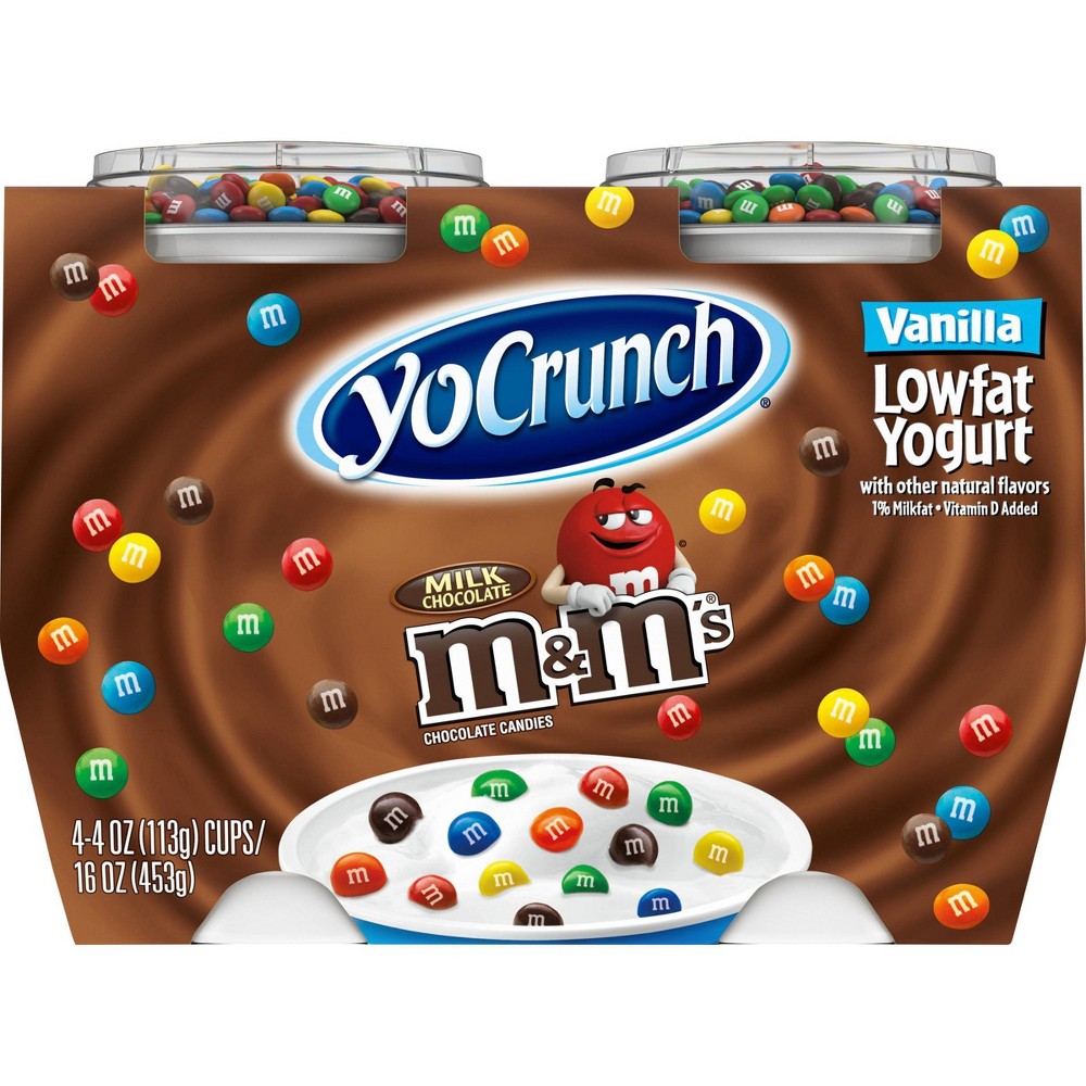 YoCrunch M&M's Yogurt de vainilla bajo en grasa - Paquete de 4 - 16 oz. / YoCrunch M&M's Yogurt de vainilla bajo en grasa - Paquete de 4 - 16 oz.