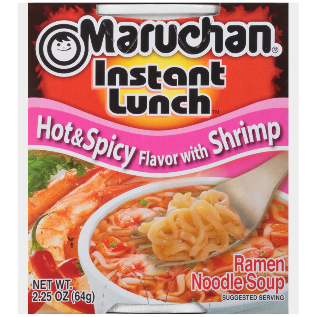 Maruchan Instant Lunch Hot & Spicy With Shrimp 2.25 oz./Almuerzo instantáneo Maruchan caliente y picante con camarones