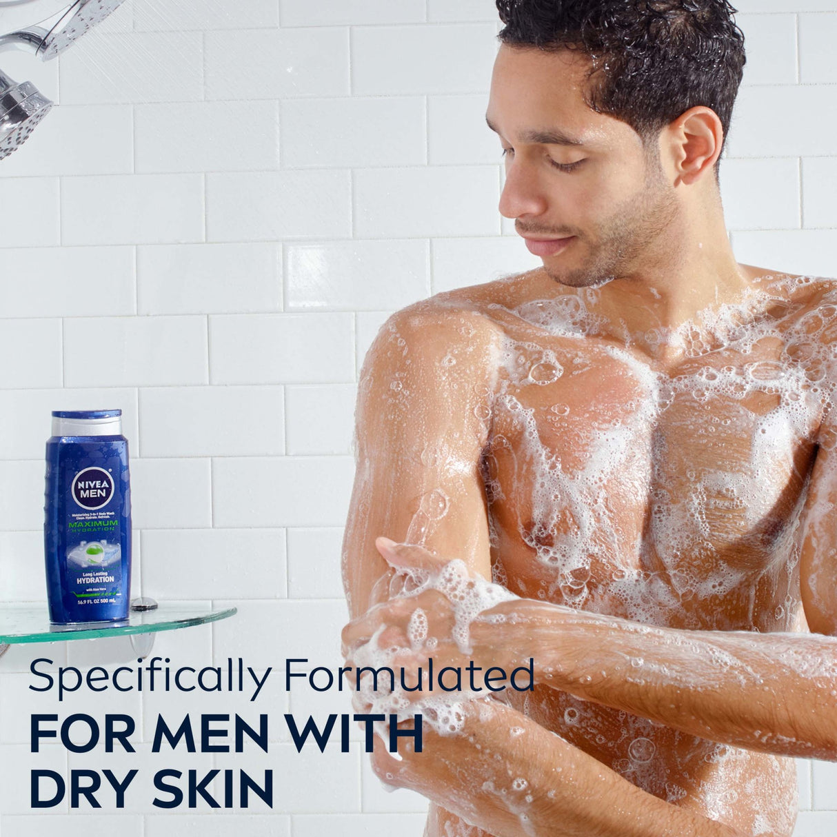 NIVEA MEN Gel de baño de máxima hidratación con aloe vera, botella de 16,9 fl oz / gel de baño de máxima hidratación con aloe vera