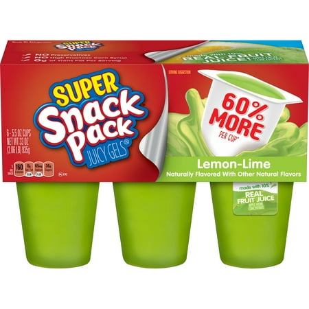 Geles Super Snack Pack, sabor limón y lima, 6 unidades, 5,5 oz