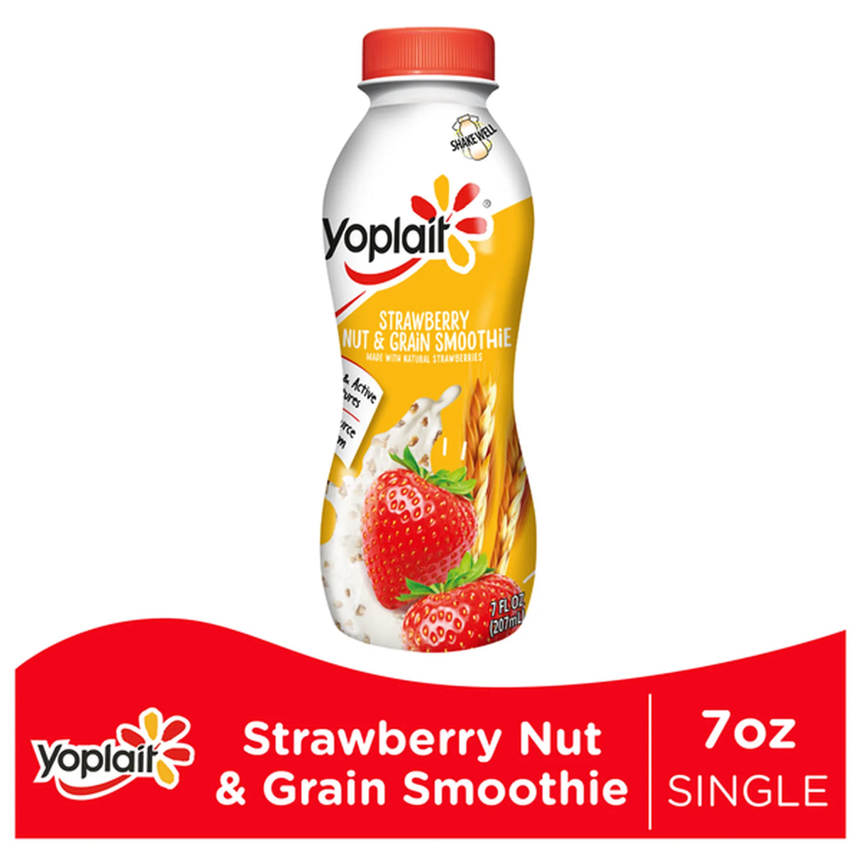 Batido Yoplait de fresa, nueces y granos, 7 oz. - Yoplait Batido de fresas y cereales con nueces 7 oz. -