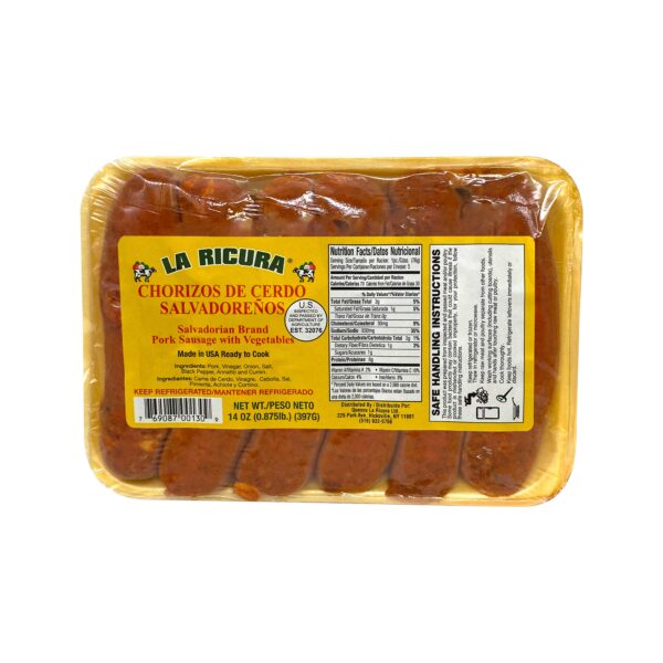 La Ricura Chorizo De Cerdo Salvadoreño 14 oz./La Ricura Salvadoran Pork Chorizo