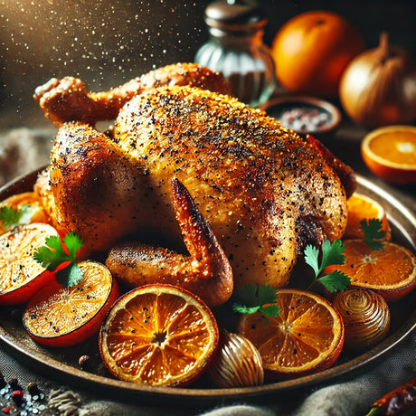 **Receta: Pollo Asado con Naranja Agria, Sal y Pimienta**