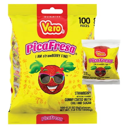 Vero Picafresa Strawberry Gummies with Chili Pepper  600 Grs. /  Vero Picafresa Gomitas de Fresa con Ají 600 Grs. - 100 Un.