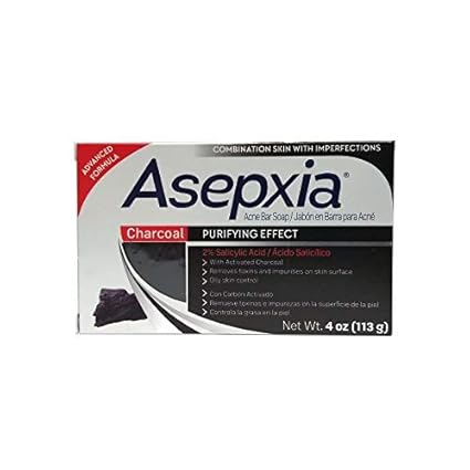 Jabón en barra de carbón para el acné Asepxia, 4 oz.