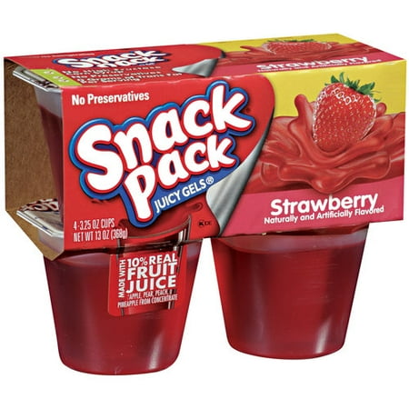 Snack Pack Strawberry Gelatin Juicy Gels, 4ct