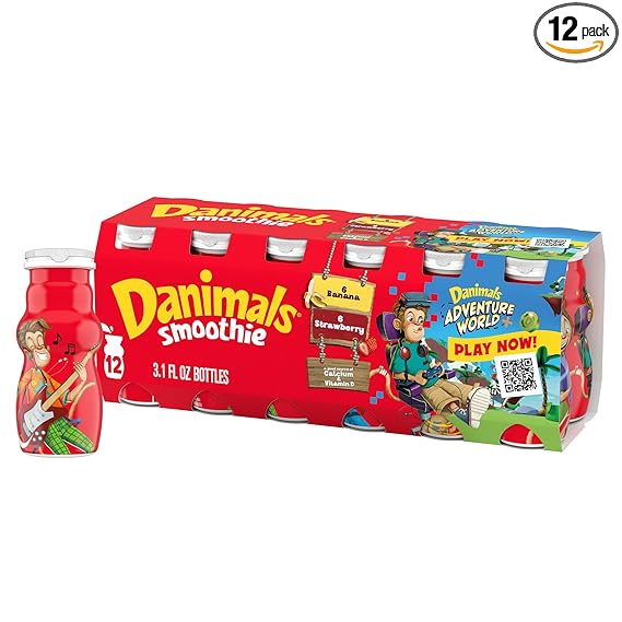 Danimals Smoothie Fresa Plátano 12 pz. / 3,1 onzas líquidas onz. / 93 ml.- 37.20 Oz. / Danimals Batido Fresa Plátano 12 pz. de 3,1 onzas líquidas / 93 ml.- 37.20 Oz.