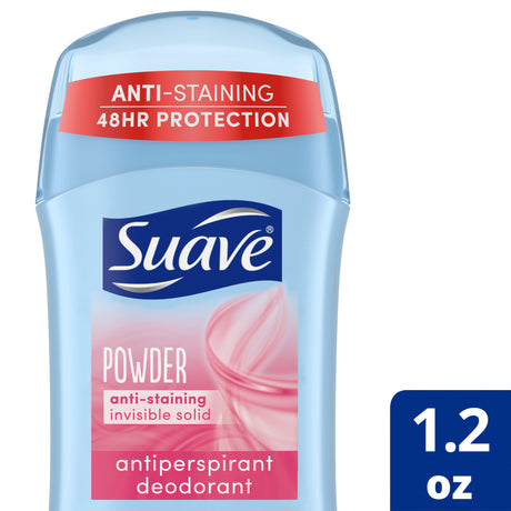 Suave Powder Anti Staining Invisible 1.2 oz.|Suave Desodorante Antitranspirante y Desodorante en Polvo, 1.2 oz