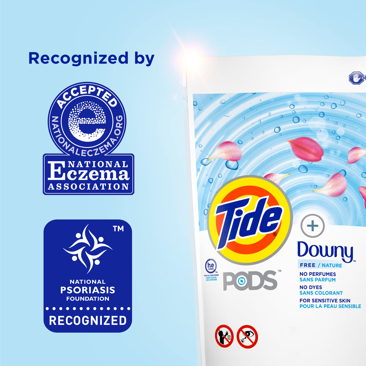 Tide PODS +Downy Free, Liquid Laundry Detergent Pacs, 32 ct:/  Tide PODS +Downy Free, paquetes de detergente líquido para ropa, 32 unidades
