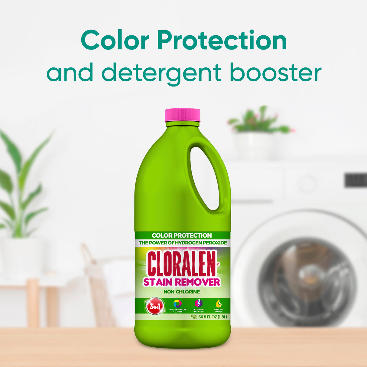 Cloralen Liquid Laundry Stain Remover Detergent Non Clorine Vinegar Power / Cloralen Detergente Quitamanchas Líquido sin cloro para lavanderia Poder Vinagre 