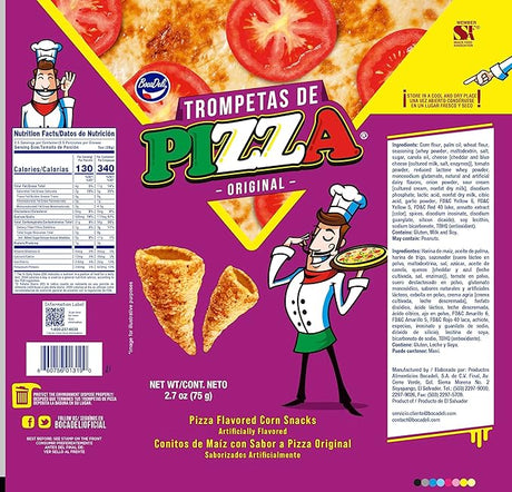 Bocadeli Trompetas de Pizza® Bocadillos de maíz con sabor a pizza, 2.7 oz (paquete de 1)