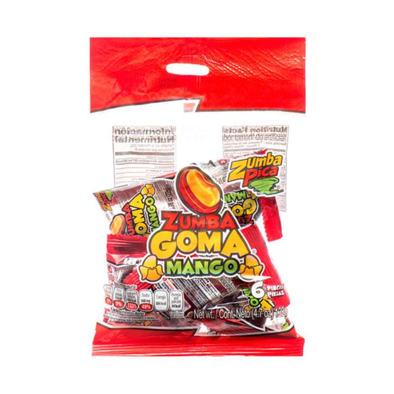 Gomitas de mango Zumba Pica 4.7 oz. - 132 Grs. /Zumba Pica Goma Mango 4.7 oz. / 132 gramos./