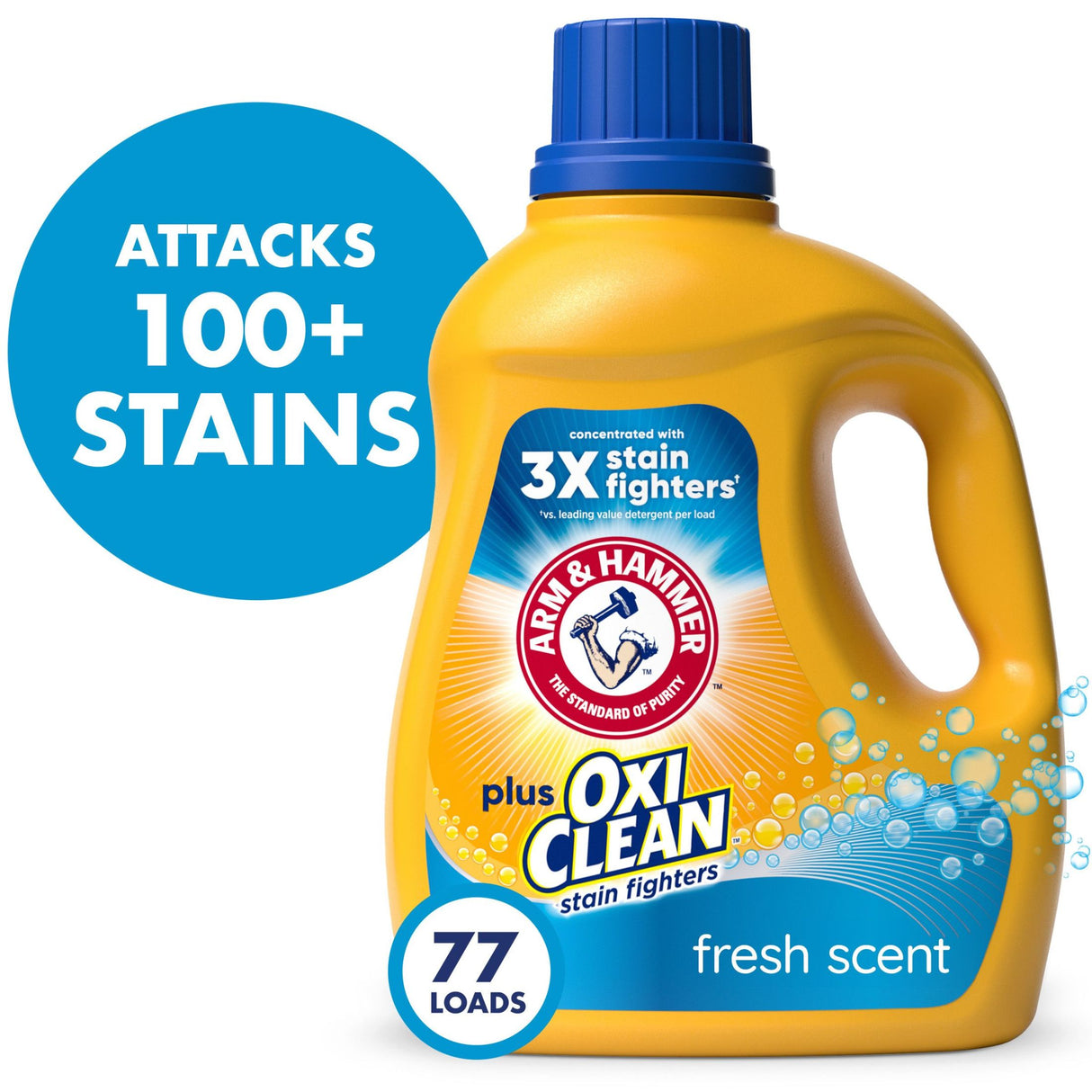 ARM &amp; HAMMER Stain-Resistant Liquid Laundry Detergent / Detergente Líquido para Ropa Antimanchas OxiClean, Aroma Fresco, 
