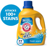 ARM &amp; HAMMER Stain-Resistant Liquid Laundry Detergent / Detergente Líquido para Ropa Antimanchas OxiClean, Aroma Fresco, 