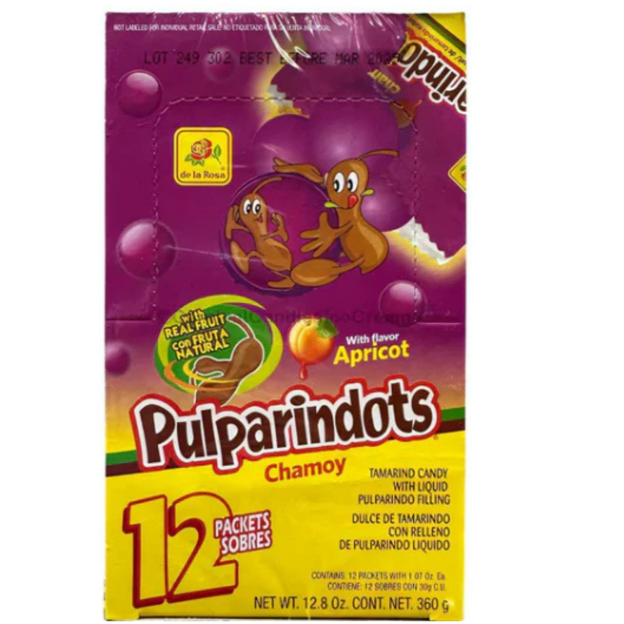 De La Rosa Pulparindots Chamoy 12 Envelopes - 12.8 Oz. / De La Rosa Pulparindots Chamoy 12 Sobres - 12.8 Oz.