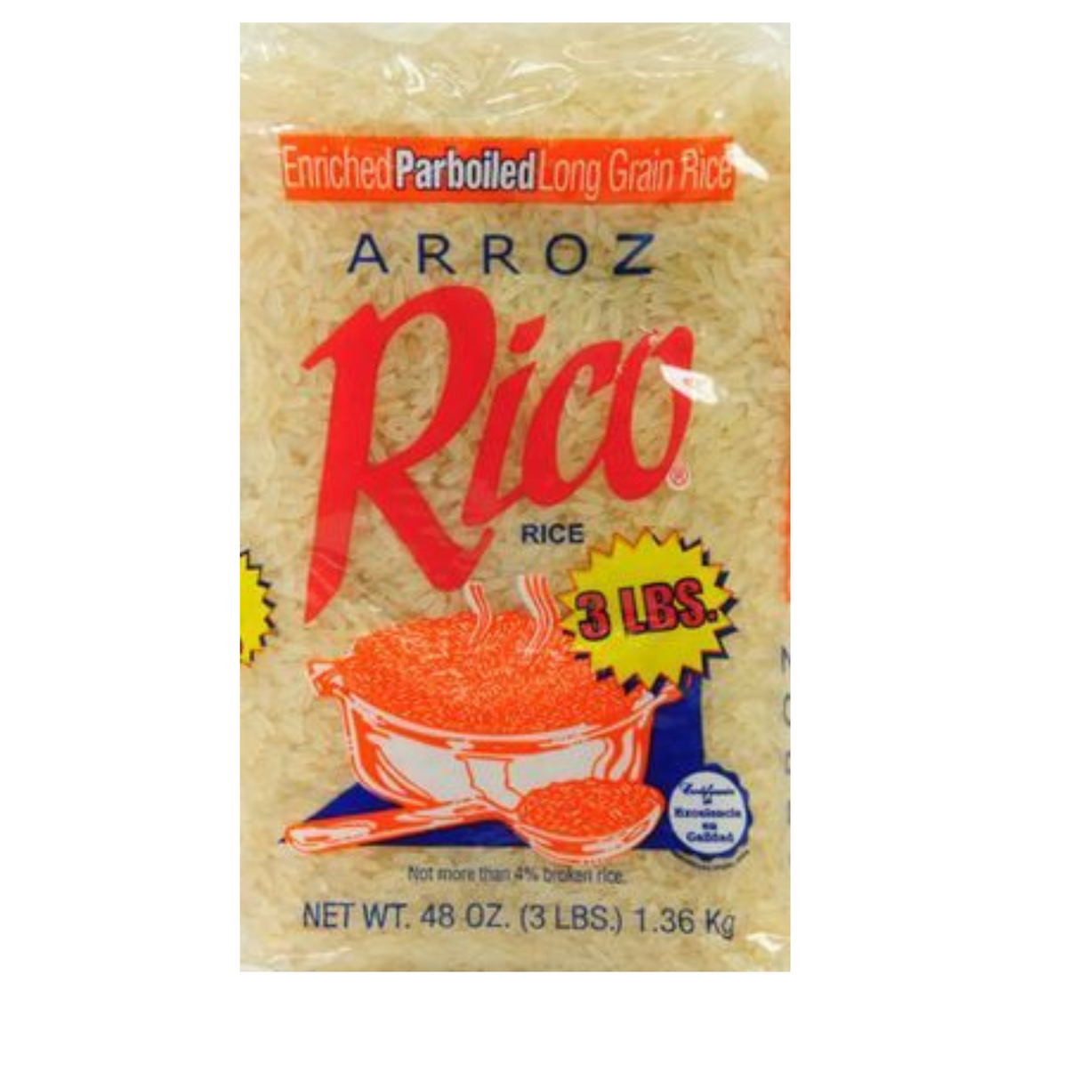 Rico Rice Parboiled 3 lb.| Rico Arroz Parboiled 3lbs