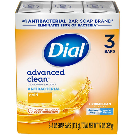 Dial Antibacterial Deodorant Soap Bar Gold 3 Bars / Dial Barra de jabón desodorante antibacterial Oro 3 Barras de 4 Oz. c/u