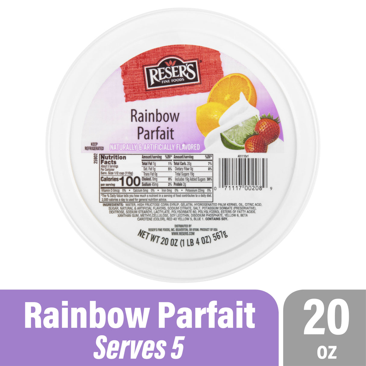 Resers Rainbow Parfait 20 oz./Resers Parfait arcoíris