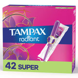 Tampones Tampax Radiant con LeakGuard Braid, súper absorbentes, 42 unidades