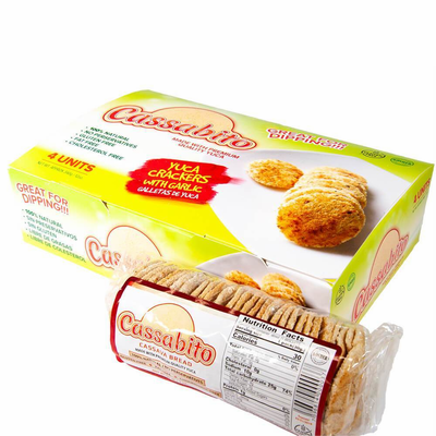 Cassabito Yuca Crackers With Garlic 4 packs of 3 oz each