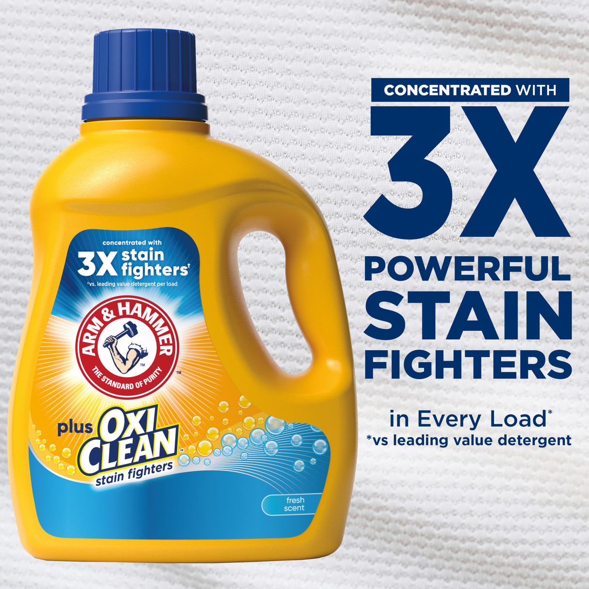 ARM &amp; HAMMER Stain-Resistant Liquid Laundry Detergent / Detergente Líquido para Ropa Antimanchas OxiClean, Aroma Fresco, 