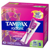 Tampones Tampax Radiant con LeakGuard Braid, súper absorbentes, 42 unidades