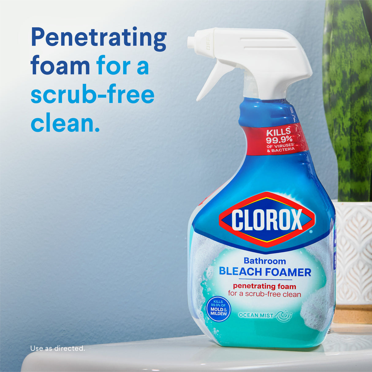 Clorox Bleach Foamer Bathroom and Shower Cleaner Spray, Ocean Mist / Clorox Bleach Foamer Limpiador en spray para baño y ducha, Niebla del Oceano