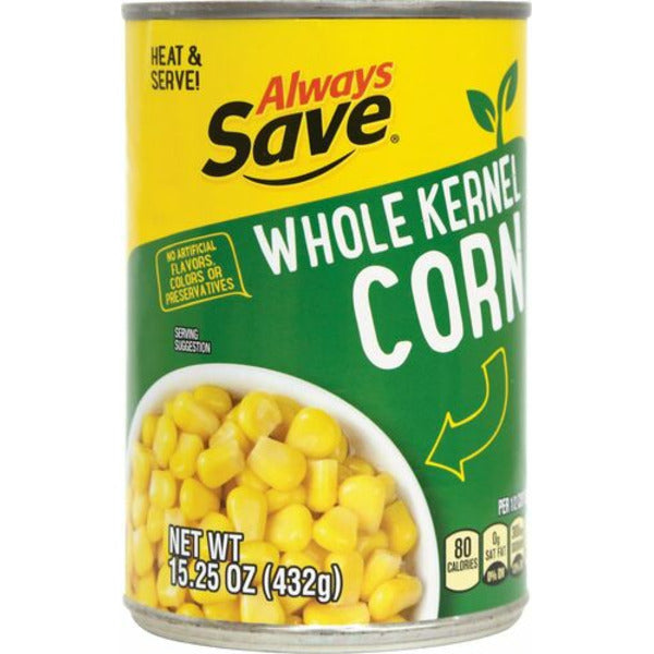 Always Save Whole Kernel Corn 15.25 oz./ Always Save Maiz en Grano Entero 15.25 oz.